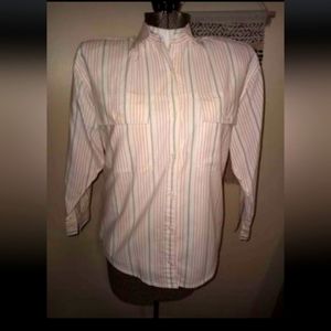 Vintage pink and grey striped botton down shirt
